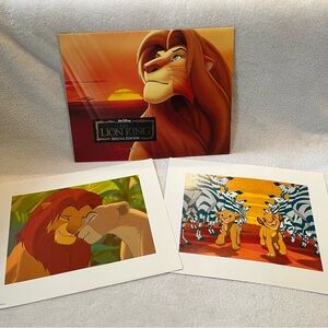 Disney Store The Lion King Special Edition 2 Lithograph Prints Plus Folder
